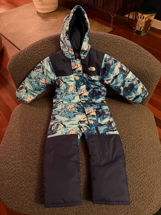 The North Face Other - The North Face Kids Blue Patterned One-Piece Puffer Snowsuit